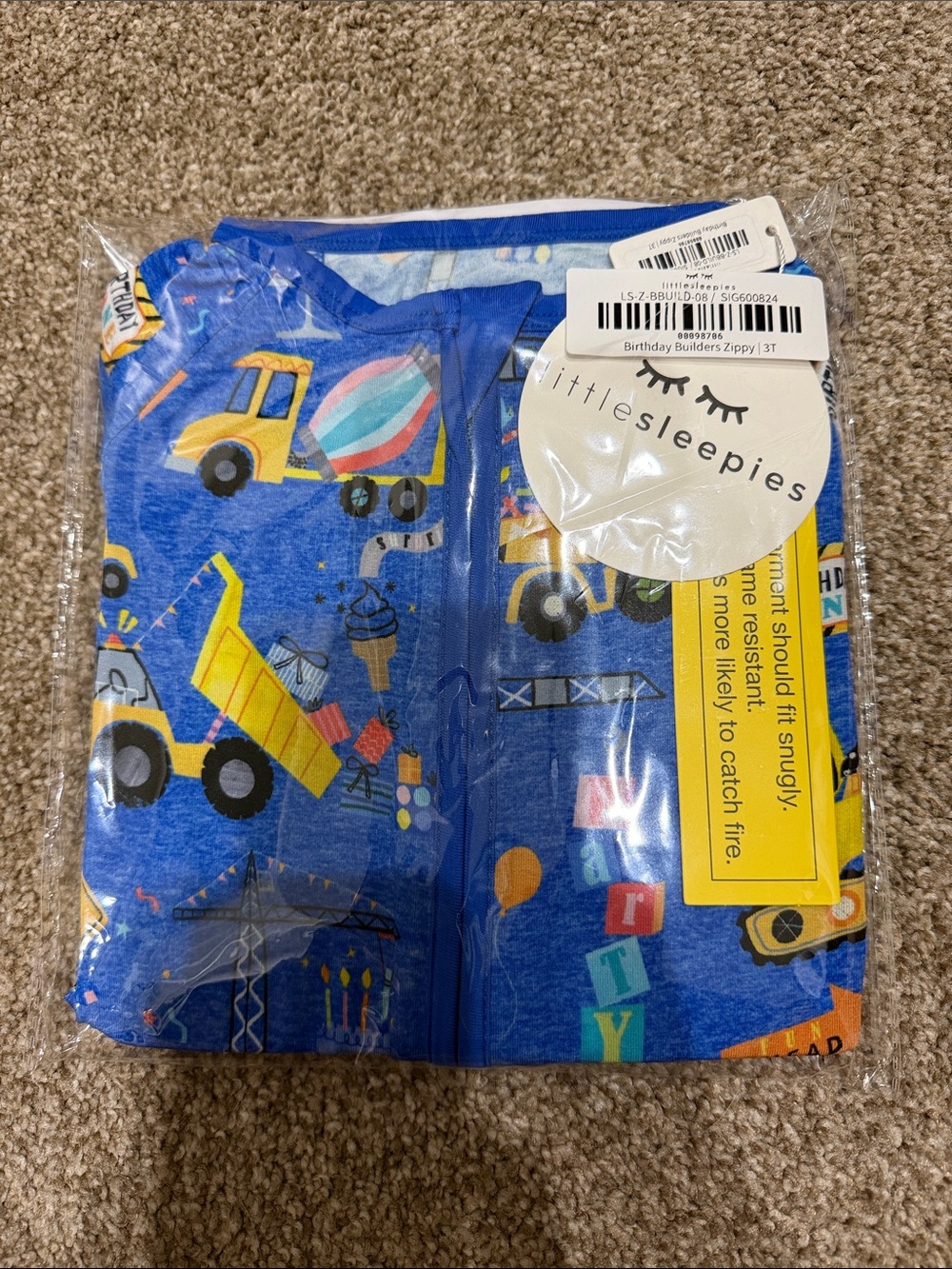 Little Sleepies Birthday Builders Zippy 3T